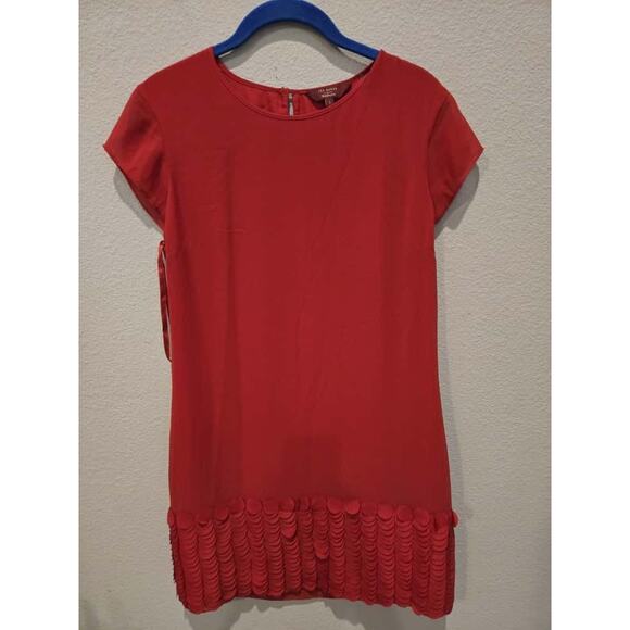 Ted Baker Glana Women's Red Cap Sleeve Circle Hem Mini Dress Size 2 - Picture 1 of 9